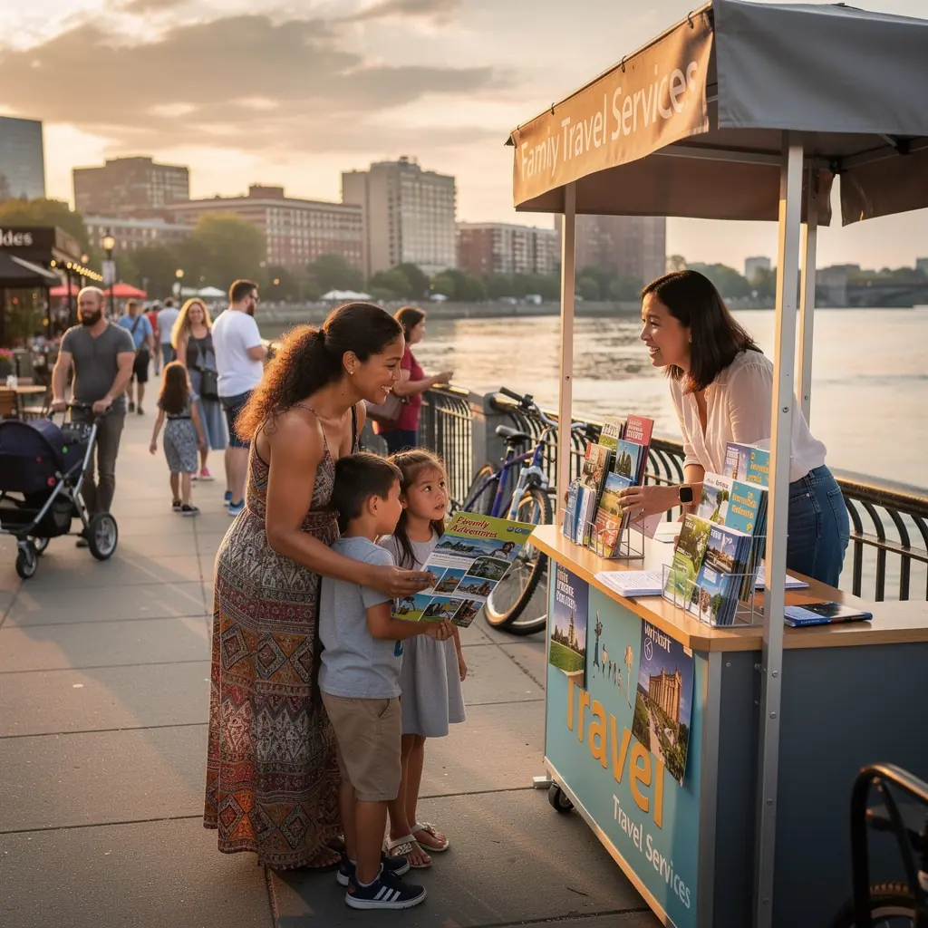 Grupa osób planujących wspólne wyjście do atrakcji turystycznych z notatkami i telefonami.