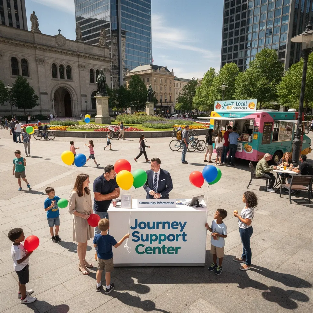 Dzieci bawiące się w parku, otoczone zielenią i kolorowymi kwiatami.