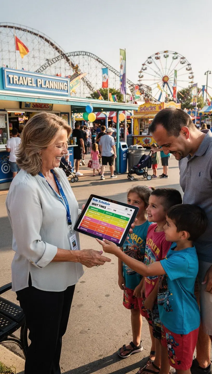Przewodnik turystyczny przedstawiający grupie atrakcje w muzeum.